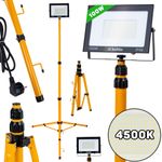 Casa si Gradina - Corpuri si surse de iluminat - Iluminat comercial si industrial - Proiectoare si lampi de lucru - Proiector de lucru LED cu trepied pentru constructii, 100 W, alb neutru, 4500 K, Keltin K02063 - Infinity.ro