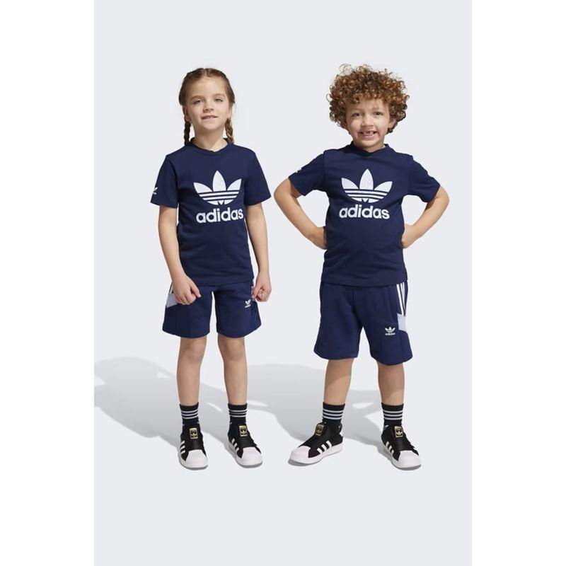 Fashion, accesorii si bijuterii - Copii - Imbracaminte copii - Treninguri si compleuri copii - Set de tricou si pantaloni scurti Adidas IC3034, 110-116 CM 5-6 ani, Albastru - Infinity.ro