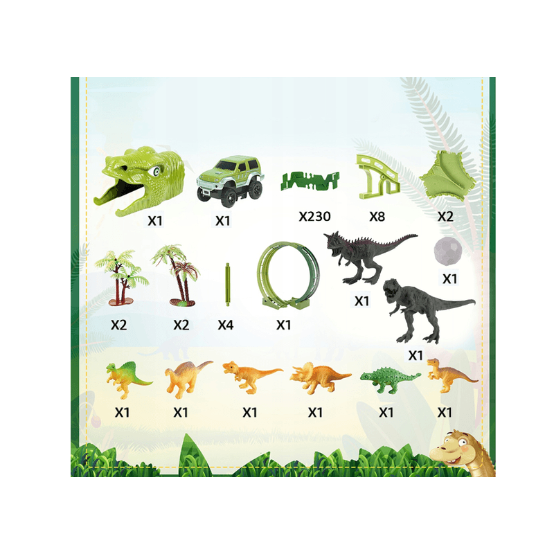 Jucarii, Copii si Bebe - Jucarii si jocuri - Seturi de constructie si cuburi - Seturi de constructie - Set pista Dino Park cu masinuta, 260 piese, MalPlay 110485 - Infinity.ro