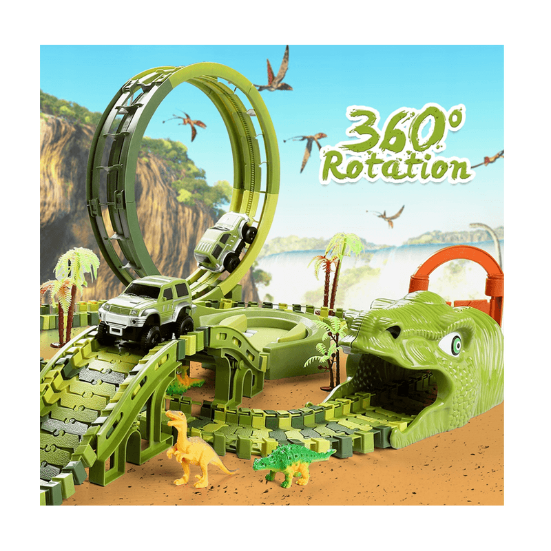 Jucarii, Copii si Bebe - Jucarii si jocuri - Seturi de constructie si cuburi - Seturi de constructie - Set pista Dino Park cu masinuta, 260 piese, MalPlay 110485 - Infinity.ro