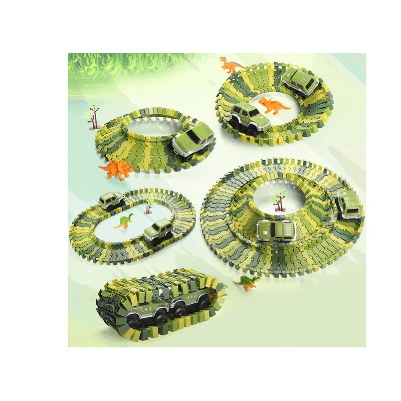 Jucarii, Copii si Bebe - Jucarii si jocuri - Seturi de constructie si cuburi - Seturi de constructie - Set pista Dino Park cu masinuta, 260 piese, MalPlay 110485 - Infinity.ro