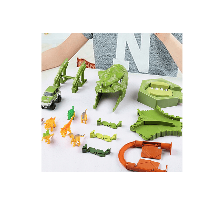 Jucarii, Copii si Bebe - Jucarii si jocuri - Seturi de constructie si cuburi - Seturi de constructie - Set pista Dino Park cu masinuta, 260 piese, MalPlay 110485 - Infinity.ro
