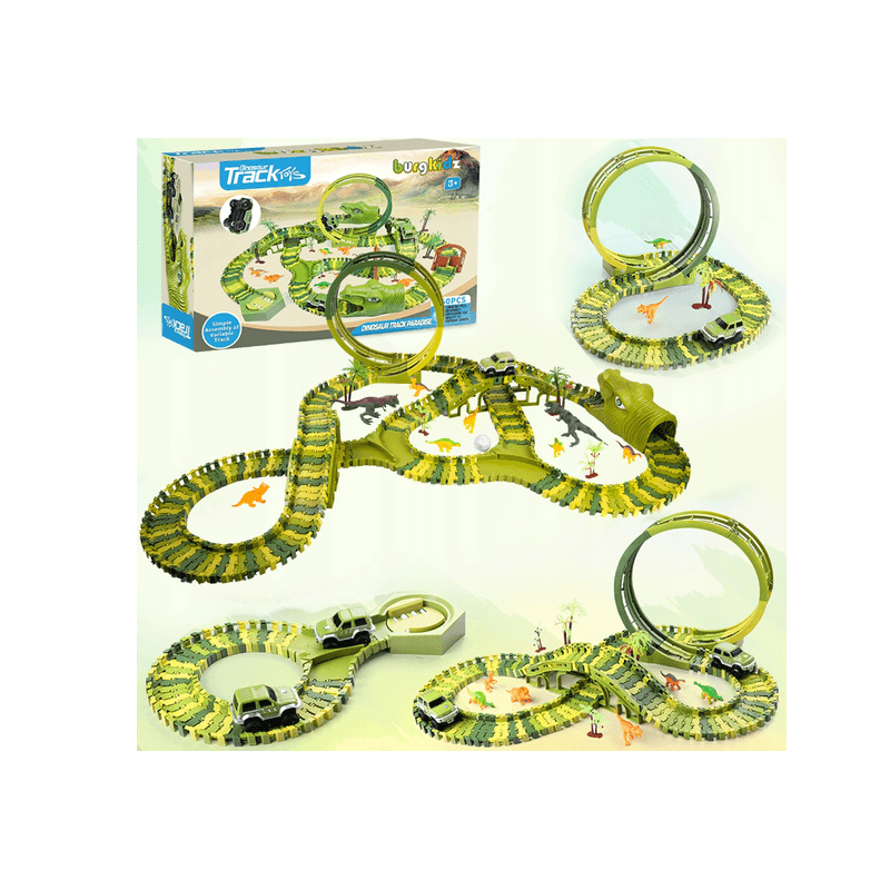 Jucarii, Copii si Bebe - Jucarii si jocuri - Seturi de constructie si cuburi - Seturi de constructie - Set pista Dino Park cu masinuta, 260 piese, MalPlay 110485 - Infinity.ro