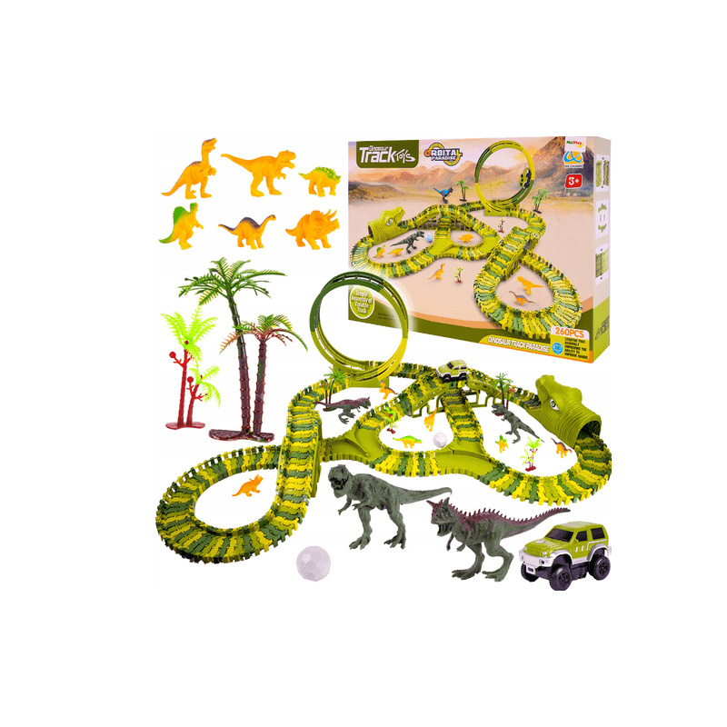 Jucarii, Copii si Bebe - Jucarii si jocuri - Seturi de constructie si cuburi - Seturi de constructie - Set pista Dino Park cu masinuta, 260 piese, MalPlay 110485 - Infinity.ro