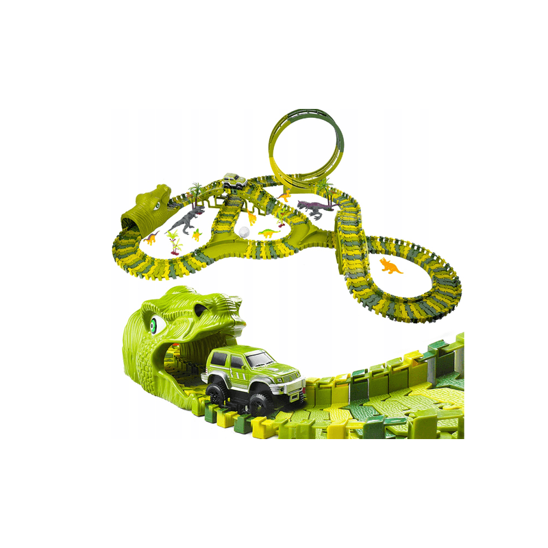 Jucarii, Copii si Bebe - Jucarii si jocuri - Seturi de constructie si cuburi - Seturi de constructie - Set pista Dino Park cu masinuta, 260 piese, MalPlay 110485 - Infinity.ro