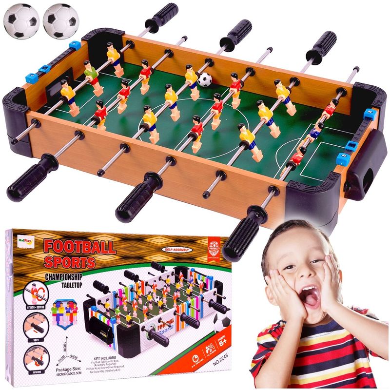 Jucarii, Copii si Bebe - Jucarii si jocuri - Jocuri si puzzle - Jocuri de societate - Masa de fotbal din lemn, 51 cm, MalPlay 110487 - Infinity.ro
