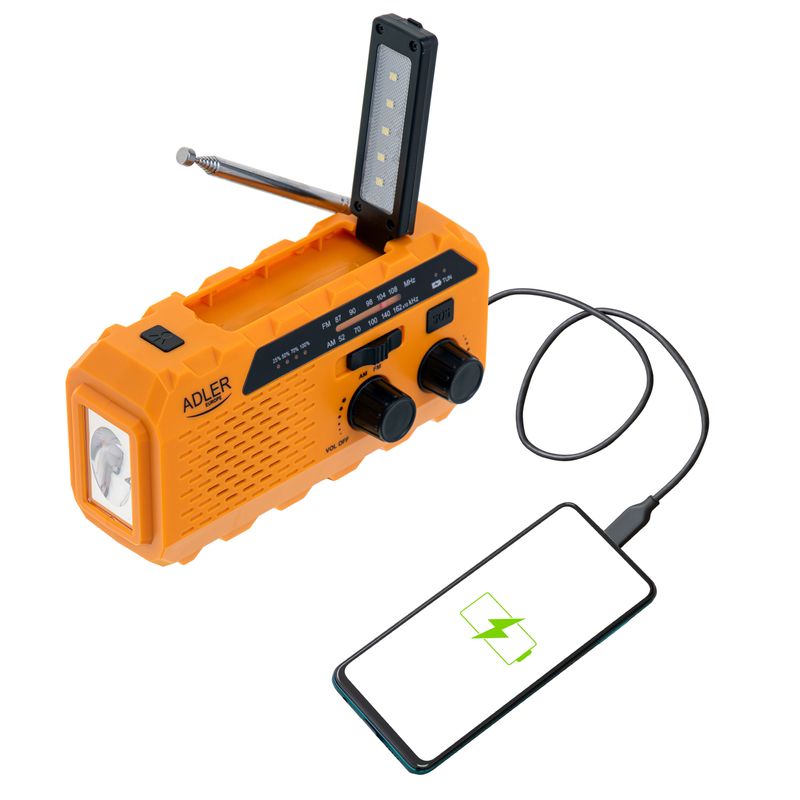 TV, Audio-Video si Foto - Portabile audio - Radio - Radio portabil cu lanterna si functie de incarcare, 1200 mAh, Adler AD1197 - Infinity.ro
