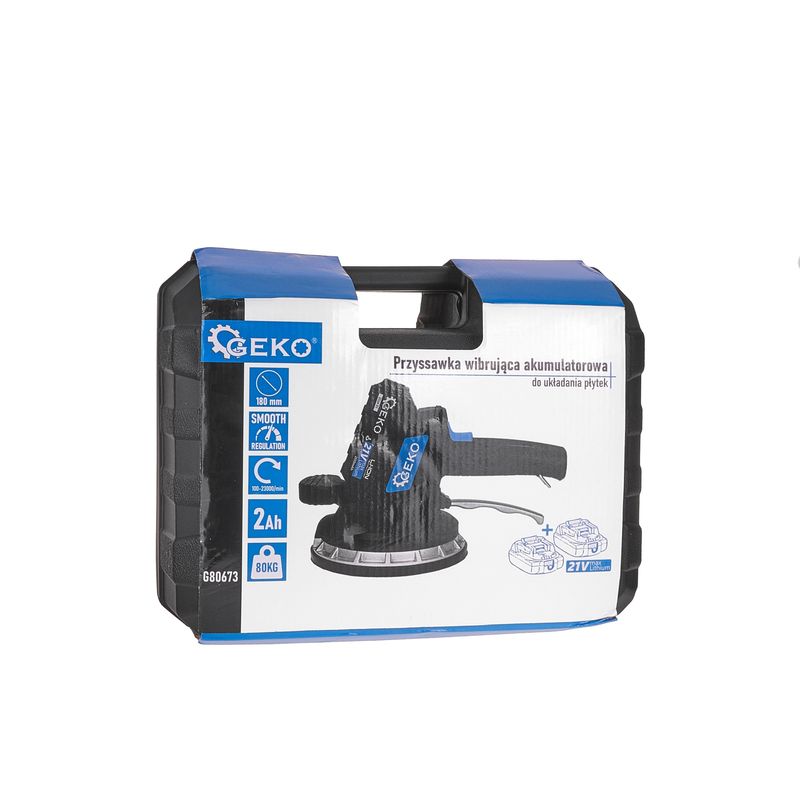 Casa si Gradina/Constructii/Depozitare, transport si protectie/Accesorii echipamente pentru transport si ridicat - Ventuza vibranta pentru placi cu acumulator si incarcator, 2 x 21 V, Geko G80673 - Infinity.ro