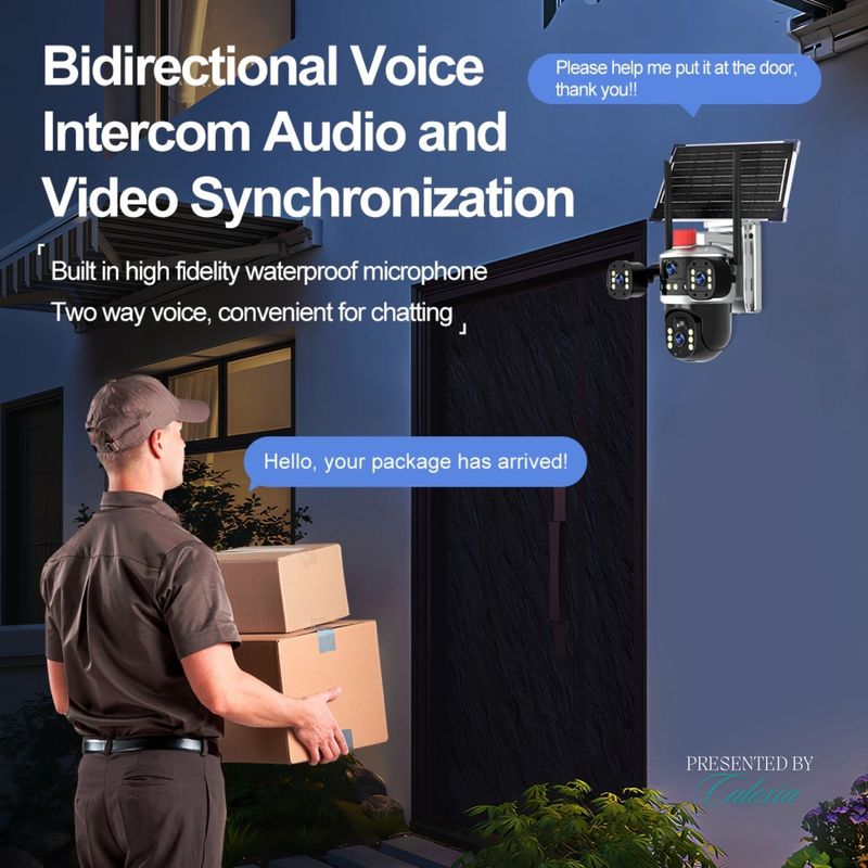 Casa si Gradina - Electrice - Smart Home - Camere de supraveghere - Camera De Supraveghere 2 in 1, 4G Tripla cu SIM, 4K Ultra HD, Exterior/Interior, Alarma,Senzor Miscare, Panou Solar+Card - Infinity.ro