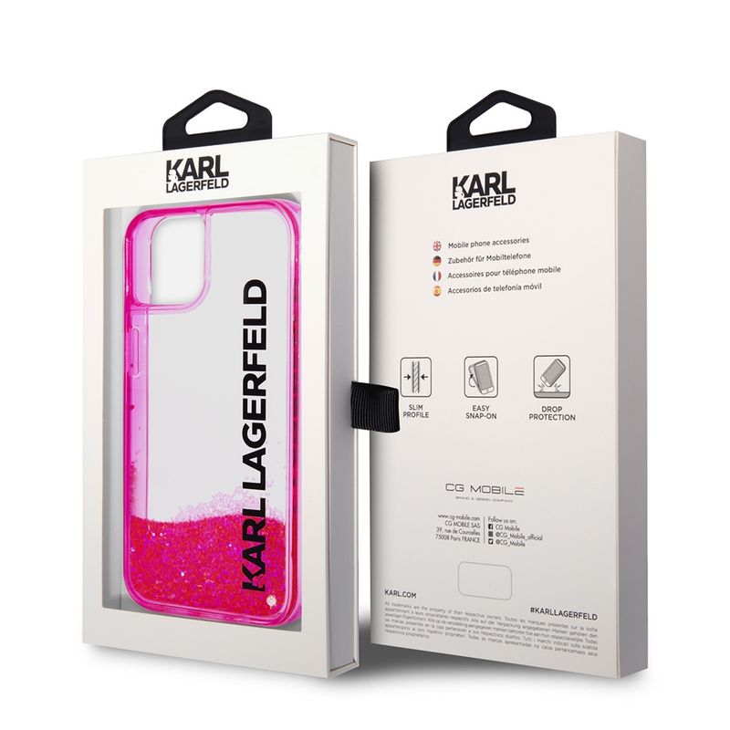Laptop, Telefoane si Tablete - Telefoane mobile si accesorii - Accesorii Telefoane - Huse telefoane - Husa pentru iPhone 14 Plus - Karl Lagerfeld Hardcase Liquid Glitter (KLHCP14MLCKVF) - Roz Elong - Infinity.ro