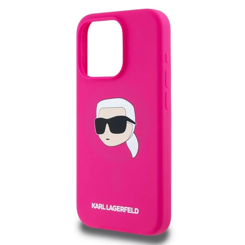 Laptop, Telefoane si Tablete - Telefoane mobile si accesorii - Accesorii Telefoane - Huse telefoane - Husa pentru iPhone 15 Pro - Karl Lagerfeld Silicone MagSafe (KLHMP15LSKHPPLF) - Fucsia Karl`s Head - Infinity.ro