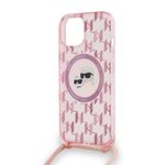 Laptop, Telefoane si Tablete - Telefoane mobile si accesorii - Accesorii Telefoane - Huse telefoane - Husa pentru iPhone 15 - Karl Lagerfeld IML Crossbody MagSafe (KLHMP15SHCKCKLCP) - Roz Mono Karl&Choupette Head - Infinity.ro