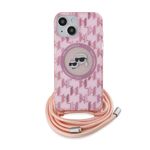 Laptop, Telefoane si Tablete - Telefoane mobile si accesorii - Accesorii Telefoane - Huse telefoane - Husa pentru iPhone 15 - Karl Lagerfeld IML Crossbody MagSafe (KLHMP15SHCKCKLCP) - Roz Mono Karl&Choupette Head - Infinity.ro