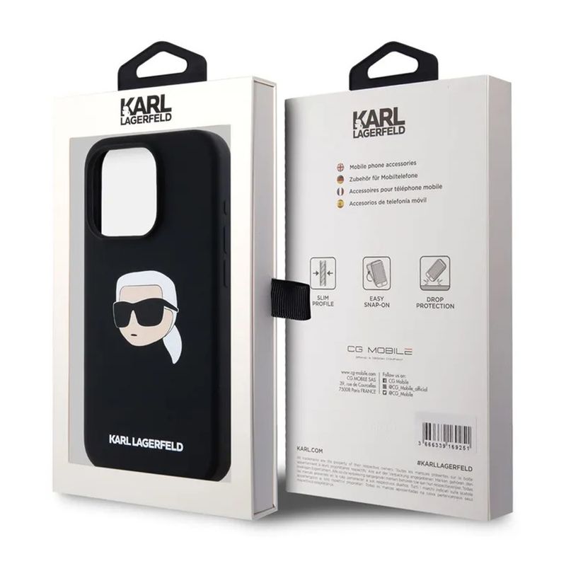 Laptop, Telefoane si Tablete - Telefoane mobile si accesorii - Accesorii Telefoane - Huse telefoane - Husa pentru iPhone 15 Pro - Karl Lagerfeld Silicone MagSafe (KLHMP15LSKHPPLK) - Karl`s Head - Infinity.ro