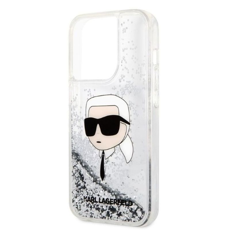 Laptop, Telefoane si Tablete - Telefoane mobile si accesorii - Accesorii Telefoane - Huse telefoane - Husa pentru iPhone 14 Pro Max - Karl Lagerfeld Hardcase Glitter (KLHCP14XLNKHCH) - Argintiu Karl Head - Infinity.ro