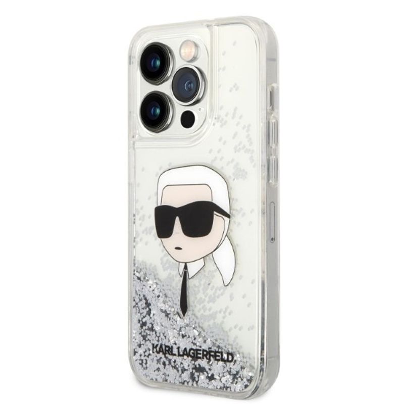 Laptop, Telefoane si Tablete - Telefoane mobile si accesorii - Accesorii Telefoane - Huse telefoane - Husa pentru iPhone 14 Pro Max - Karl Lagerfeld Hardcase Glitter (KLHCP14XLNKHCH) - Argintiu Karl Head - Infinity.ro