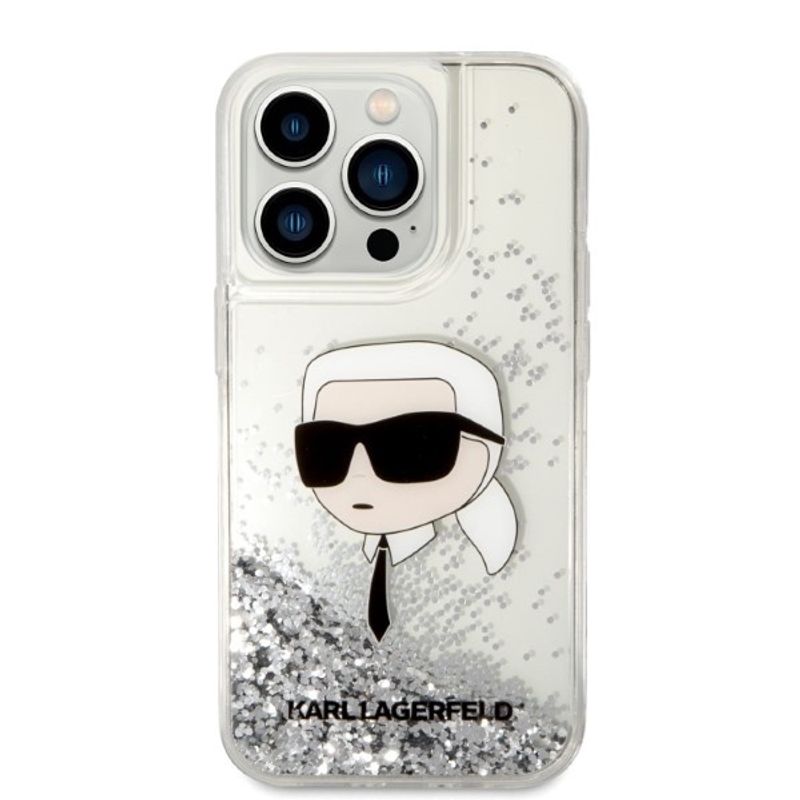 Laptop, Telefoane si Tablete - Telefoane mobile si accesorii - Accesorii Telefoane - Huse telefoane - Husa pentru iPhone 14 Pro Max - Karl Lagerfeld Hardcase Glitter (KLHCP14XLNKHCH) - Argintiu Karl Head - Infinity.ro