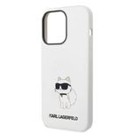 Laptop, Telefoane si Tablete - Telefoane mobile si accesorii - Accesorii Telefoane - Huse telefoane - Husa pentru iPhone 14 Pro - Karl Lagerfeld Silicone MagSafe (KLHMP14LSNCHBCH) - Alb Choupette - Infinity.ro