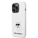 Laptop, Telefoane si Tablete - Telefoane mobile si accesorii - Accesorii Telefoane - Huse telefoane - Husa pentru iPhone 14 Pro - Karl Lagerfeld Silicone MagSafe (KLHMP14LSNCHBCH) - Alb Choupette - Infinity.ro