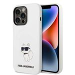 Laptop, Telefoane si Tablete - Telefoane mobile si accesorii - Accesorii Telefoane - Huse telefoane - Husa pentru iPhone 14 Pro - Karl Lagerfeld Silicone MagSafe (KLHMP14LSNCHBCH) - Alb Choupette - Infinity.ro