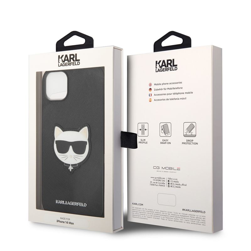 Laptop, Telefoane si Tablete - Telefoane mobile si accesorii - Accesorii Telefoane - Huse telefoane - Husa pentru iPhone 14 Plus - Karl Lagerfeld Saffiano (KLHCP14MSAPCHK) - Choupette Head - Infinity.ro