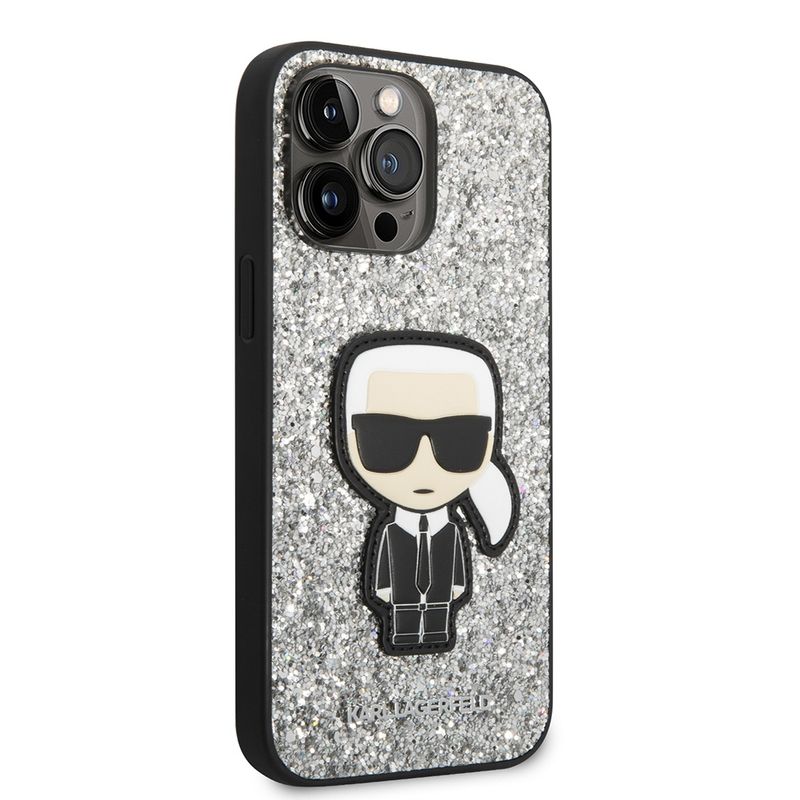 Laptop, Telefoane si Tablete - Telefoane mobile si accesorii - Accesorii Telefoane - Huse telefoane - Husa pentru iPhone 14 Pro Max - Karl Lagerfeld Hardcase Glitter (KLHCP14XGFKPG) - Argintiu Flakes Roz - Infinity.ro