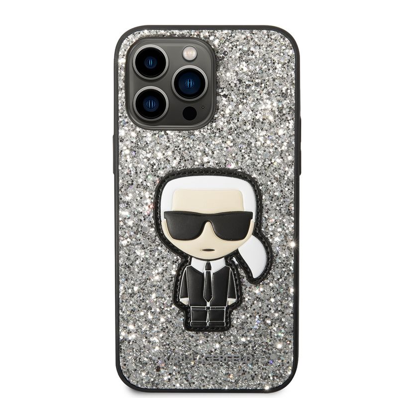 Laptop, Telefoane si Tablete - Telefoane mobile si accesorii - Accesorii Telefoane - Huse telefoane - Husa pentru iPhone 14 Pro Max - Karl Lagerfeld Hardcase Glitter (KLHCP14XGFKPG) - Argintiu Flakes Roz - Infinity.ro