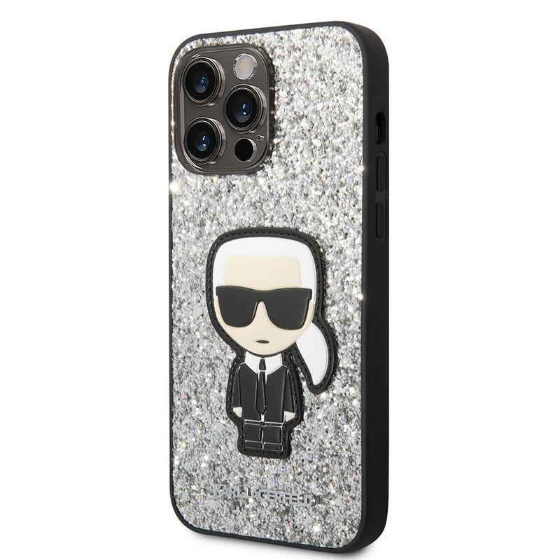 Laptop, Telefoane si Tablete - Telefoane mobile si accesorii - Accesorii Telefoane - Huse telefoane - Husa pentru iPhone 14 Pro Max - Karl Lagerfeld Hardcase Glitter (KLHCP14XGFKPG) - Argintiu Flakes Roz - Infinity.ro