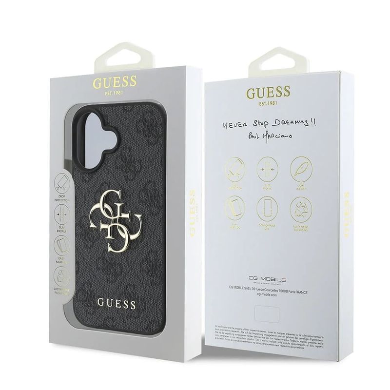 Laptop, Telefoane si Tablete - Telefoane mobile si accesorii - Accesorii Telefoane - Huse telefoane - Husa pentru iPhone 16 - Guess Hardcase 4G Big Logo (GUHCP16S4GMGGR) - Negru - Infinity.ro