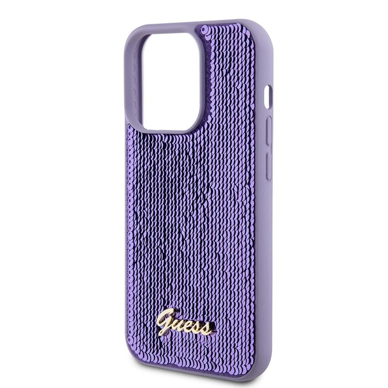 Laptop, Telefoane si Tablete - Telefoane mobile si accesorii - Accesorii Telefoane - Huse telefoane - Husa pentru iPhone 15 Pro Max - Guess Sequin Script Metal (GUHCP15XPSFDGSU) - Mov - Infinity.ro