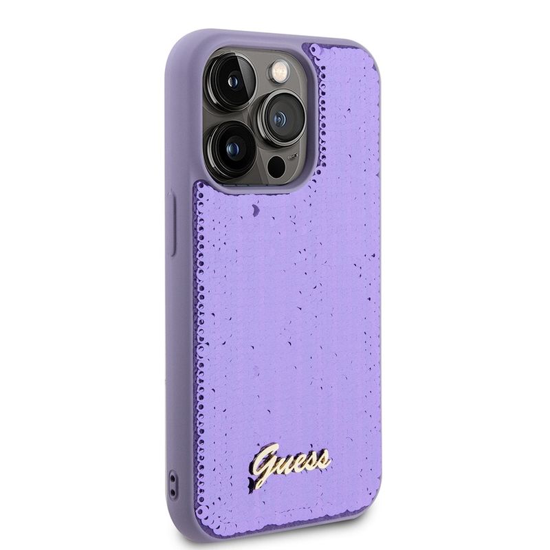 Laptop, Telefoane si Tablete - Telefoane mobile si accesorii - Accesorii Telefoane - Huse telefoane - Husa pentru iPhone 15 Pro Max - Guess Sequin Script Metal (GUHCP15XPSFDGSU) - Mov - Infinity.ro