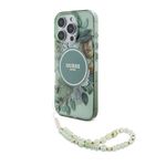 Laptop, Telefoane si Tablete - Telefoane mobile si accesorii - Accesorii Telefoane - Huse telefoane - Husa pentru iPhone 16 Pro - Guess IML Flowers cu Pearl Strap MagSafe (GUHMP16LHFWBRCESN) - Verde - Infinity.ro
