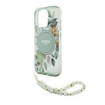 Laptop, Telefoane si Tablete - Telefoane mobile si accesorii - Accesorii Telefoane - Huse telefoane - Husa pentru iPhone 16 Pro - Guess IML Flowers cu Pearl Strap MagSafe (GUHMP16LHFWBRCESN) - Verde - Infinity.ro