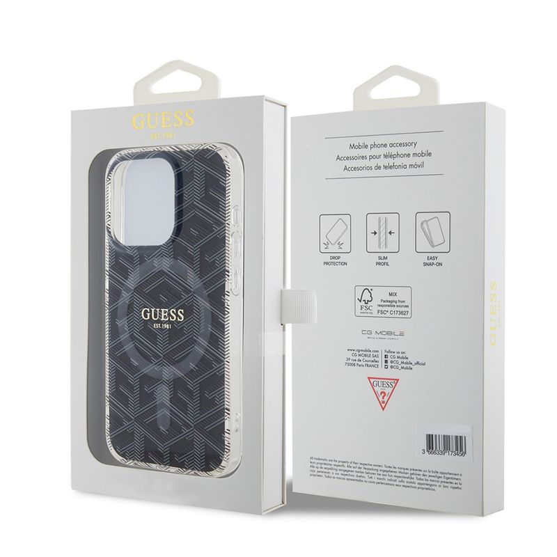 Laptop, Telefoane si Tablete - Telefoane mobile si accesorii - Accesorii Telefoane - Huse telefoane - Husa pentru iPhone 15 Pro - Guess IML GCube MagSafe (GUHMP15LHGCUSTGK) - Negru - Infinity.ro