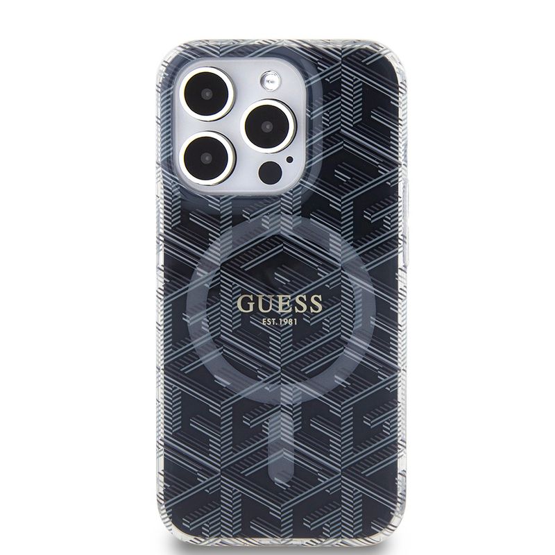 Laptop, Telefoane si Tablete - Telefoane mobile si accesorii - Accesorii Telefoane - Huse telefoane - Husa pentru iPhone 15 Pro - Guess IML GCube MagSafe (GUHMP15LHGCUSTGK) - Negru - Infinity.ro