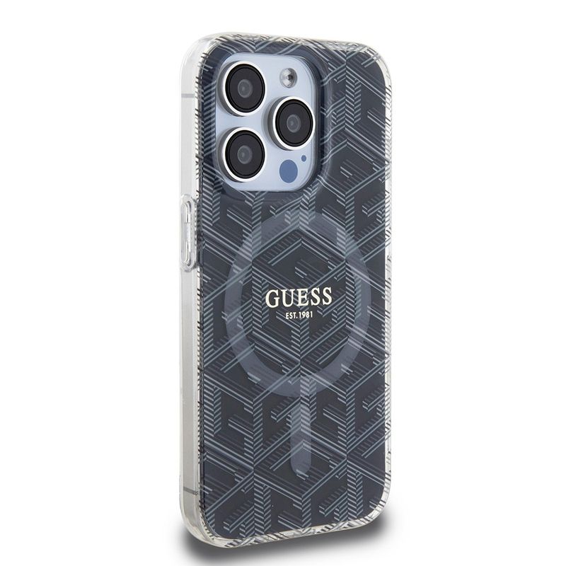 Laptop, Telefoane si Tablete - Telefoane mobile si accesorii - Accesorii Telefoane - Huse telefoane - Husa pentru iPhone 15 Pro - Guess IML GCube MagSafe (GUHMP15LHGCUSTGK) - Negru - Infinity.ro