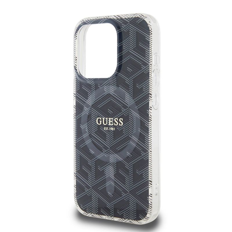 Laptop, Telefoane si Tablete - Telefoane mobile si accesorii - Accesorii Telefoane - Huse telefoane - Husa pentru iPhone 15 Pro - Guess IML GCube MagSafe (GUHMP15LHGCUSTGK) - Negru - Infinity.ro