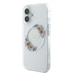 Laptop, Telefoane si Tablete - Telefoane mobile si accesorii - Accesorii Telefoane - Huse telefoane - Husa pentru iPhone 16 - Guess IML Flowers Wreath MagSafe (GUHMP16SHFWFCT) - Transparent - Infinity.ro