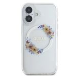 Laptop, Telefoane si Tablete - Telefoane mobile si accesorii - Accesorii Telefoane - Huse telefoane - Husa pentru iPhone 16 - Guess IML Flowers Wreath MagSafe (GUHMP16SHFWFCT) - Transparent - Infinity.ro