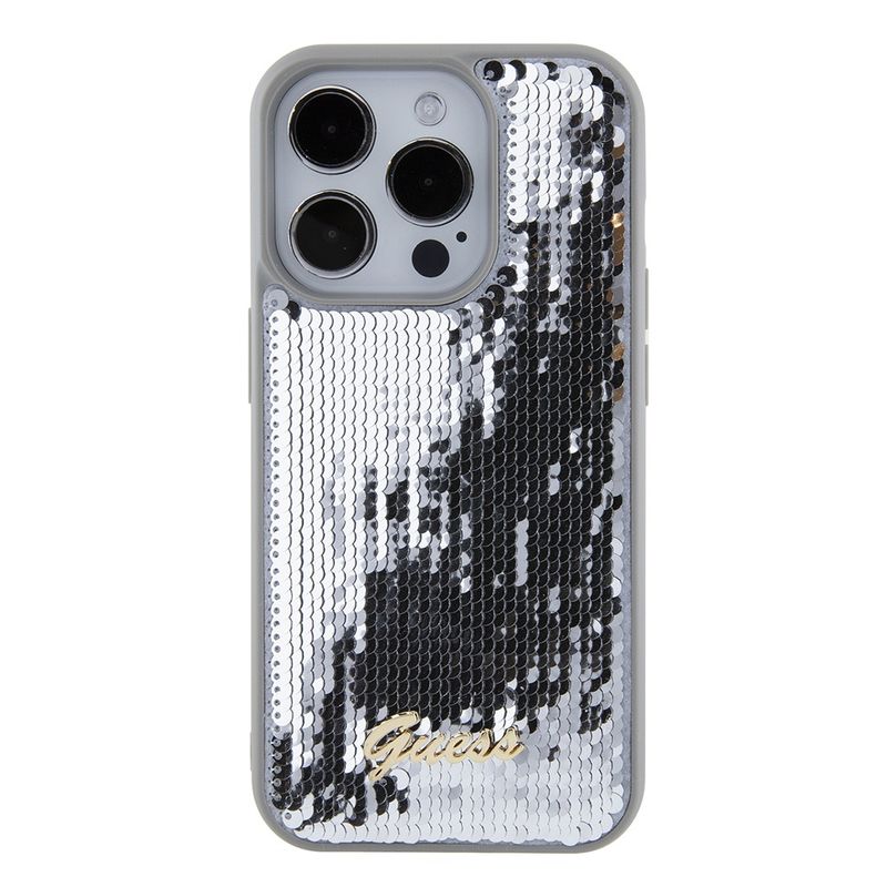 Laptop, Telefoane si Tablete - Telefoane mobile si accesorii - Accesorii Telefoane - Huse telefoane - Husa pentru iPhone 15 Pro Max - Guess Sequin Script Metal (GUHCP15XPSFDGSS) - Argintiu - Infinity.ro