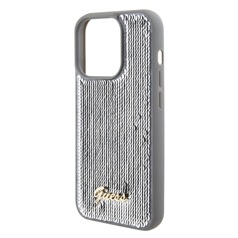 Laptop, Telefoane si Tablete - Telefoane mobile si accesorii - Accesorii Telefoane - Huse telefoane - Husa pentru iPhone 15 Pro Max - Guess Sequin Script Metal (GUHCP15XPSFDGSS) - Argintiu - Infinity.ro