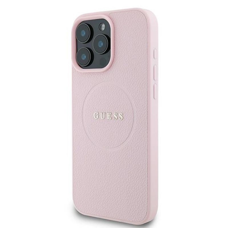 Laptop, Telefoane si Tablete - Telefoane mobile si accesorii - Accesorii Telefoane - Huse telefoane - Husa pentru iPhone 15 Pro Max - Guess Grained Auriu Ring MagSafe (GUHMP15XPGHSMMP) - Roz - Infinity.ro
