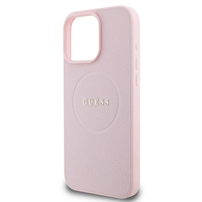 Laptop, Telefoane si Tablete - Telefoane mobile si accesorii - Accesorii Telefoane - Huse telefoane - Husa pentru iPhone 15 Pro Max - Guess Grained Auriu Ring MagSafe (GUHMP15XPGHSMMP) - Roz - Infinity.ro