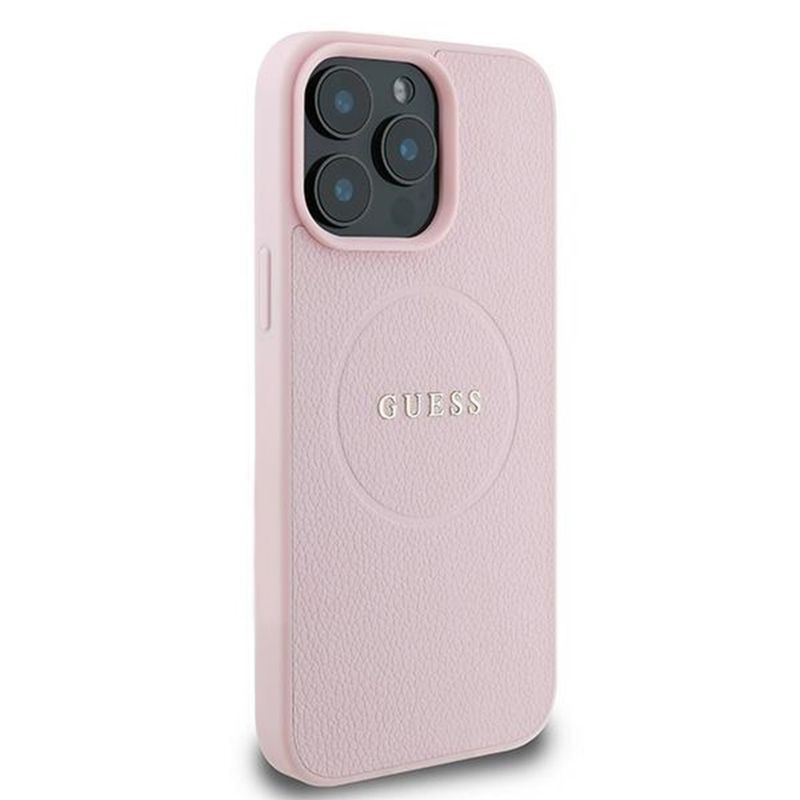 Laptop, Telefoane si Tablete - Telefoane mobile si accesorii - Accesorii Telefoane - Huse telefoane - Husa pentru iPhone 15 Pro Max - Guess Grained Auriu Ring MagSafe (GUHMP15XPGHSMMP) - Roz - Infinity.ro