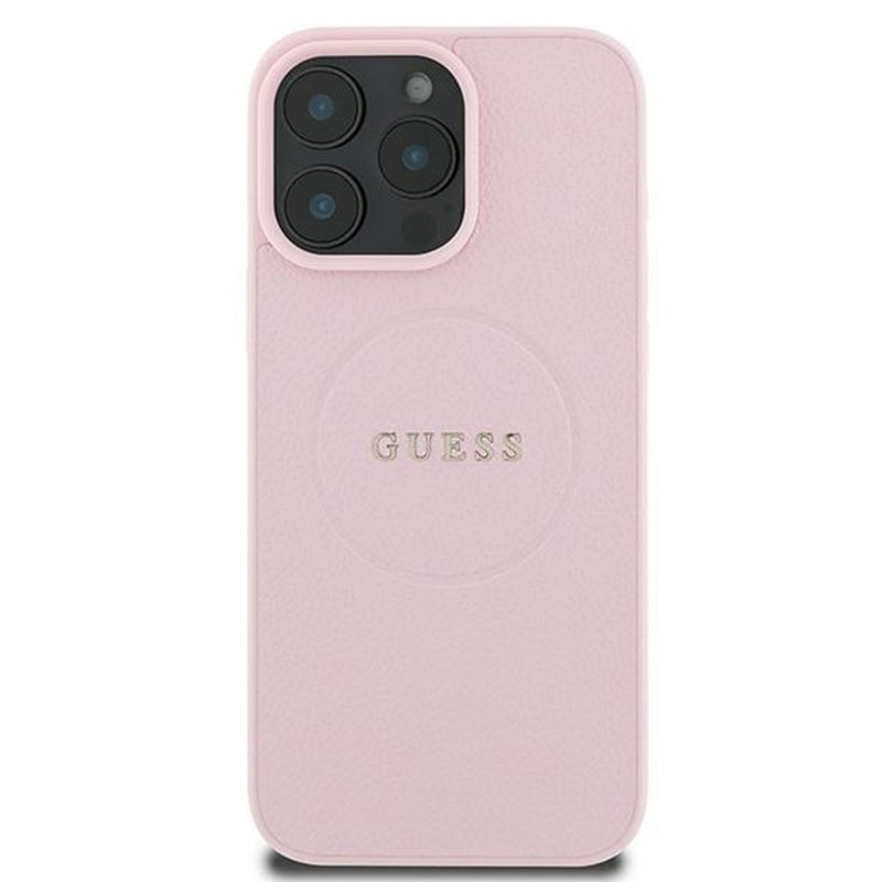Laptop, Telefoane si Tablete - Telefoane mobile si accesorii - Accesorii Telefoane - Huse telefoane - Husa pentru iPhone 15 Pro Max - Guess Grained Auriu Ring MagSafe (GUHMP15XPGHSMMP) - Roz - Infinity.ro