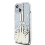 Laptop, Telefoane si Tablete - Telefoane mobile si accesorii - Accesorii Telefoane - Huse telefoane - Husa pentru iPhone 15 Plus - Guess Liquid Glitter Auriu Stripes (GUHCP15MLFCSEGT) - Transparent - Infinity.ro