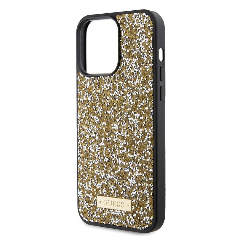 Laptop, Telefoane si Tablete - Telefoane mobile si accesorii - Accesorii Telefoane - Huse telefoane - Husa pentru iPhone 15 Pro - Guess Rhinestone Metal Logo (GUHCP15XPFGSBSD) - Galben - Infinity.ro