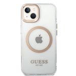 Laptop, Telefoane si Tablete - Telefoane mobile si accesorii - Accesorii Telefoane - Huse telefoane - Husa pentru iPhone 15 Plus - Guess Metal Outline MagSafe (GUHMP15MHTRMD) - Auriu - Infinity.ro