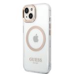 Laptop, Telefoane si Tablete - Telefoane mobile si accesorii - Accesorii Telefoane - Huse telefoane - Husa pentru iPhone 15 Plus - Guess Metal Outline MagSafe (GUHMP15MHTRMD) - Auriu - Infinity.ro