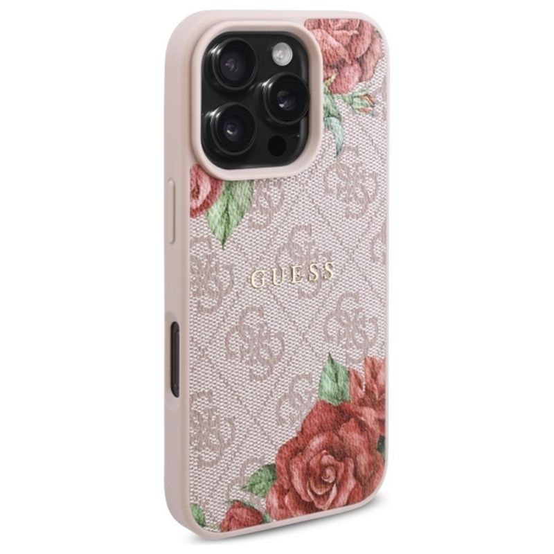 Laptop, Telefoane si Tablete - Telefoane mobile si accesorii - Accesorii Telefoane - Huse telefoane - Husa pentru iPhone 16 Pro Max - Guess Hardcase 4G Flower Print MagSafe (GUHMP16XP4ROPEMCP) - Roz - Infinity.ro